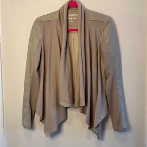 Blank NYC faux leather + cotton cardigan jacket